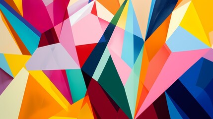Obraz premium Colorful geometric abstract artwork with sharp angles and vibrant hues, modern art style, clean lines, dynamic composition