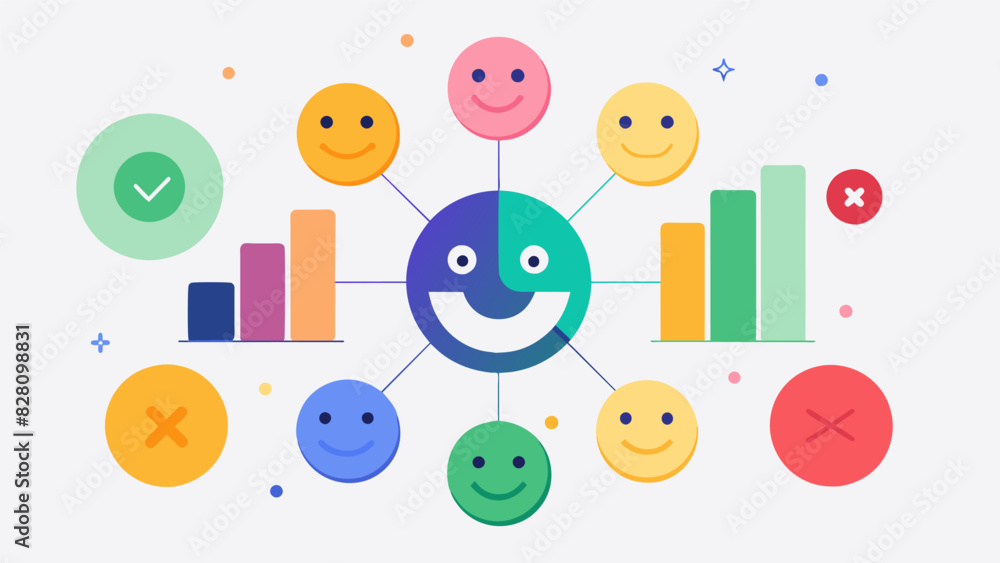 Poster an infographic displaying the most common emotions and their corresponding colors in a popular mood 