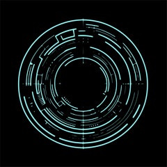 HUD circle round frame and border vector, aim control and digital interface. HUD technology and future tech game, target borders and hologram frames, user data UI display buttons and radars