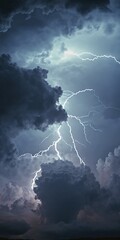 abstract lightning in clouds background, vertical orientation