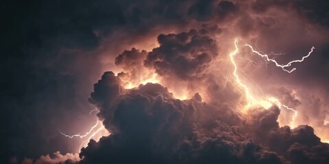 abstract lightning fire in clouds background