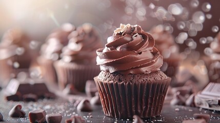 Chocolate Cupcake Day concept with copy space area for text