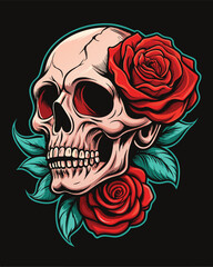 skull and rose vector illustration. can be used to t-shirt, emblem and more