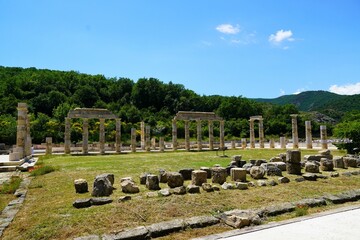 View of the Palace of Aigai (Aegae) in Macedonia, Greece