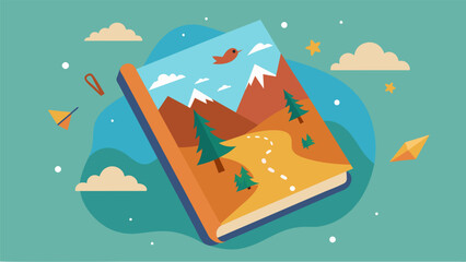 A travelsized journal taken on every adventure documenting moments of happiness in new and unfamiliar places.. Vector illustration