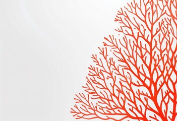 minimalist design with dashed lines in varying shades of coral on a white background, symbolizing the beauty and diversity of a coral reef.