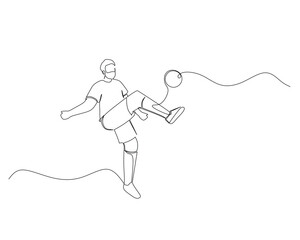 Continuous single line drawing of Football players practice controlling the ball. footbal tournament event . Design illustration