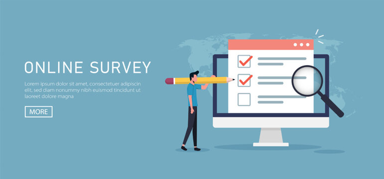 Online survey concept for survey questionnaire, poll, opinion or customer feedback and review using internet
