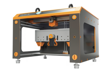 3D printer, isolated white background, PNG di-cut style, realistic photo style, object as model