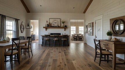 of a large open plan living space with a high ceiling 