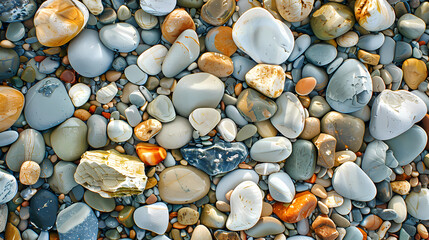 A beach covered in smooth pebbles - Powered by Adobe