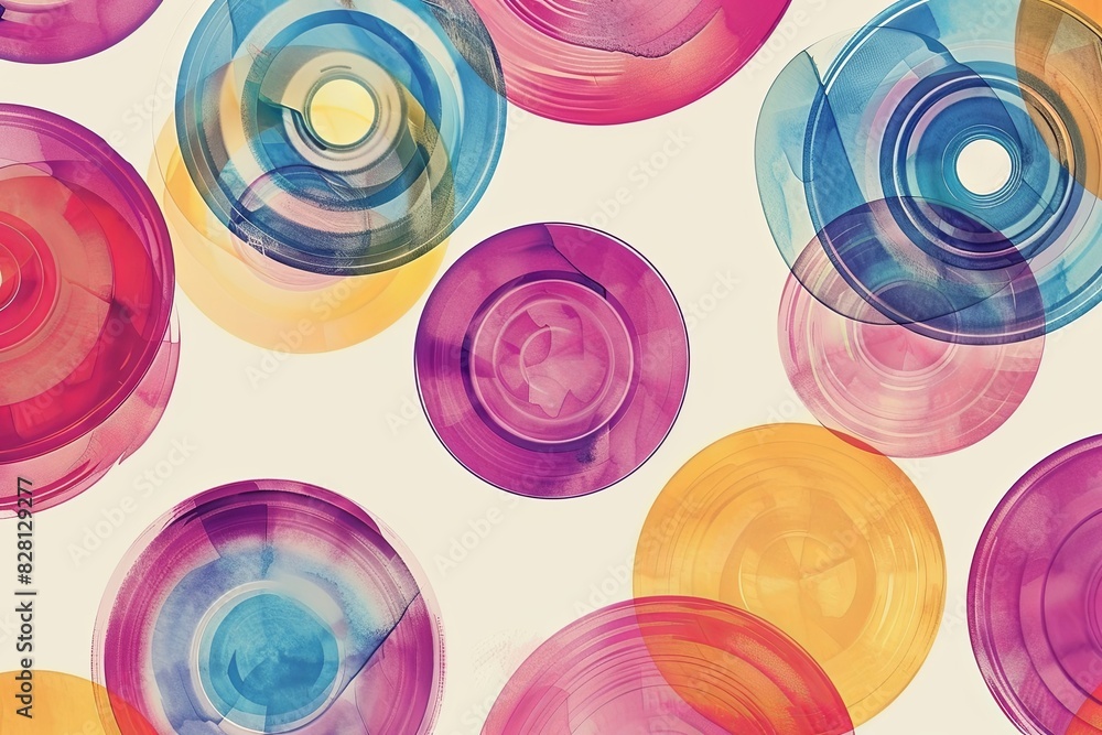 Poster seamless looped background featuring circles of various colors creating a vibrant and dynamic patter