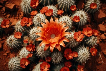 Fototapeta premium Cactus flowers in the desert. Colorful cactus flower