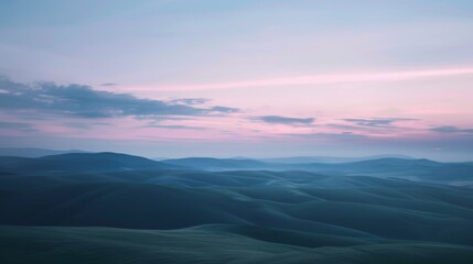 Obraz premium Serene Twilight Over Rolling Hills