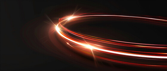 glowing shining simple smooth curve white red light trail in arc shape motion speed on dark background created with Generative AI Technology