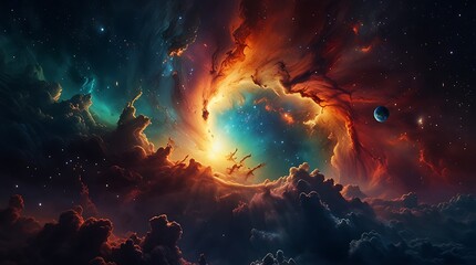 Fototapeta premium painting of a sunset over the ocean