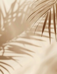 Obraz premium Elegant Beauty Product Display with Palm Leaf Shadow on Beige Background