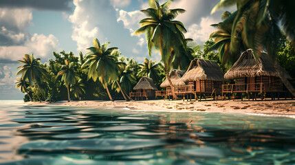 A picturesque beach on a small tropical island - Powered by Adobe