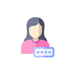 vector female avatar icon in flat design