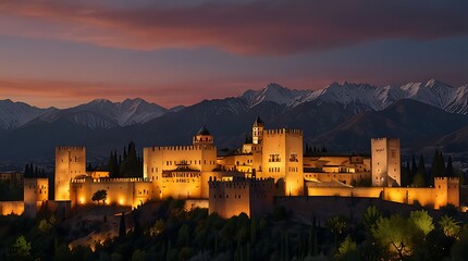 Obraz premium shows the Alhambra, a Moorish citadel and palace in Granada, Spain.