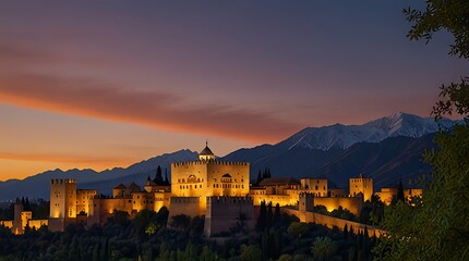Obraz premium shows the Alhambra, a Moorish citadel and palace in Granada, Spain.