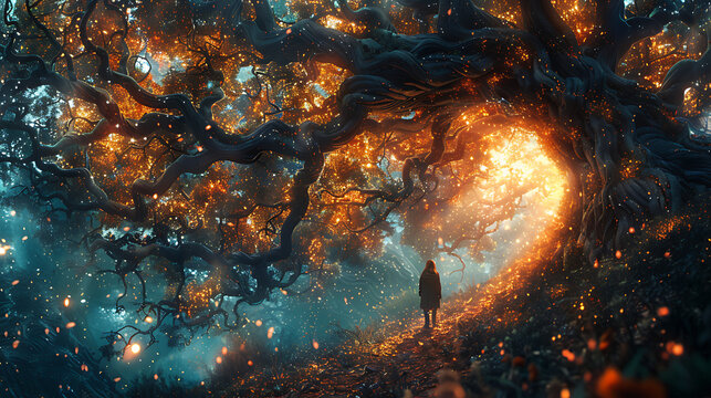 illustration of mythical realm where time flow backwards event unfolding reverse memory fading into oblivion past present future converging timeless dance of eternity infinity transcends bound of mort