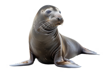 Elephant seal, isolated on solid white background, PNG di-cut style, realistic photo style, object as model