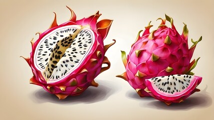 dragon fruit isolated on white background