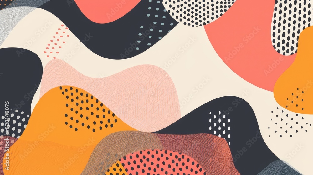 Aufkleber colorful abstract background with geometric shapes and polka dots. aig51a.