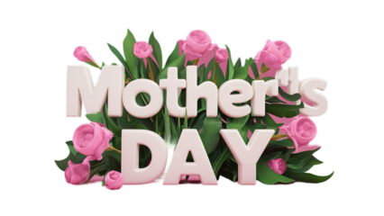 Happy Mother's day isolated on transparent background, Generative ai.