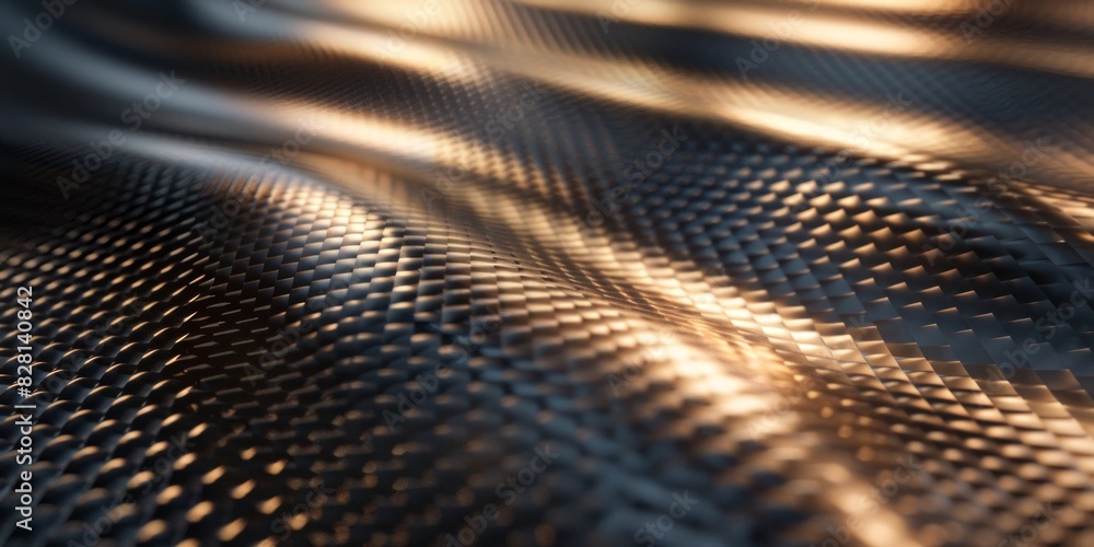Poster metallic surface reflecting light with geometric squares and circles pattern. modern texture concept