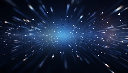 Fototapeta premium Dynamic Blue Bokeh Lights: Abstract Digital Art Design for Tech Video Presentations. 