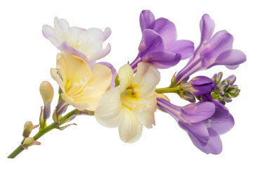 Freesia, isolated on solid white background, PNG di-cut style, realistic photo style, object as model