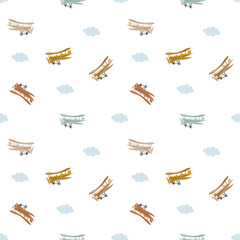 Vintage Airplane Seamless Pattern for Kids