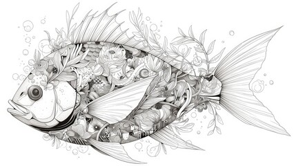 Indulge in the intricate world of a piranha fish themed coloring book designed for grown ups featuring soothing anti stress illustrations This unique book also includes tattoo stencils capti