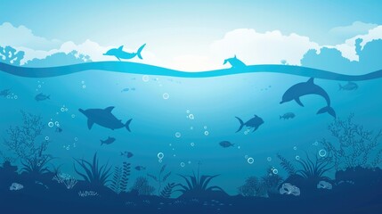 Obraz premium Ocean , amazing underwater world, 3 D illustration , Generative AI