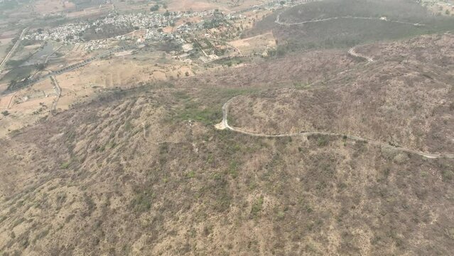 Chamundi hills aerial view with Sri Chamundeshwari Temple