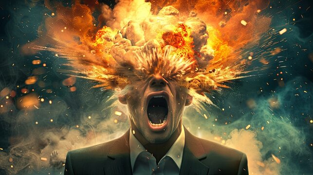 Mind-blowing Idea: Businessman with Exploding Head The Explosive Power of Brainstorming in Business