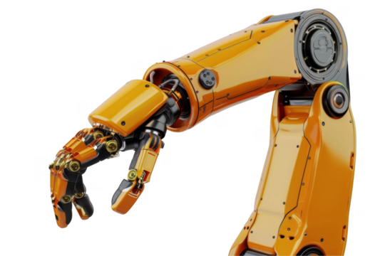 Robotic arm, isolated white background, PNG di-cut style, realistic photo style, object as model