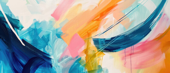 colorful abstract painting of energetic brush strokes and marked relationships between bright colors, dynamic shapes and textures a bold symphony of emotions created with Generative AI Technology