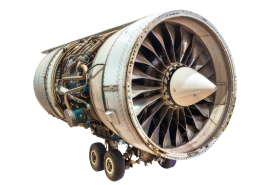 Jet engine, isolated white background, PNG di-cut style, realistic photo style, object as model