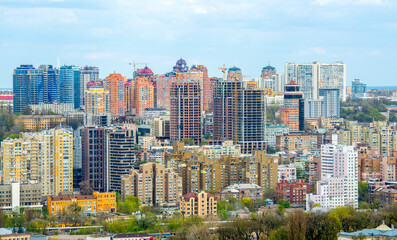 Obraz premium panorama of Kyiv with old new and houses under construction