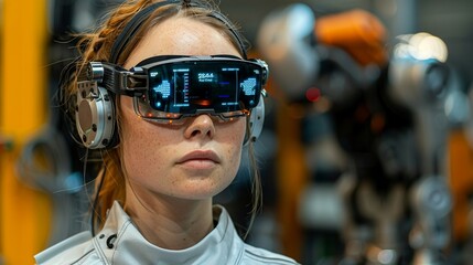 The robotâ€™s safety goggles have augmented reality capabilities, providing it with additional data overlays and alerts, enhancing its inspection and verification tasks. safety first for Industrial