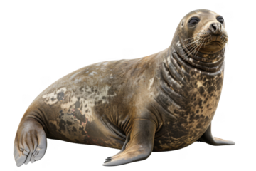 Elephant seal, isolated on solid white background, PNG di-cut style, realistic photo style, object as model