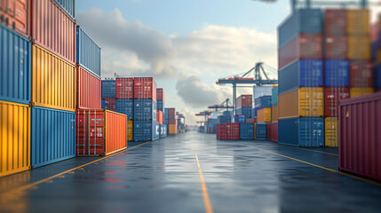 Fototapeta premium Shipping Dock - A shipping dock with containers