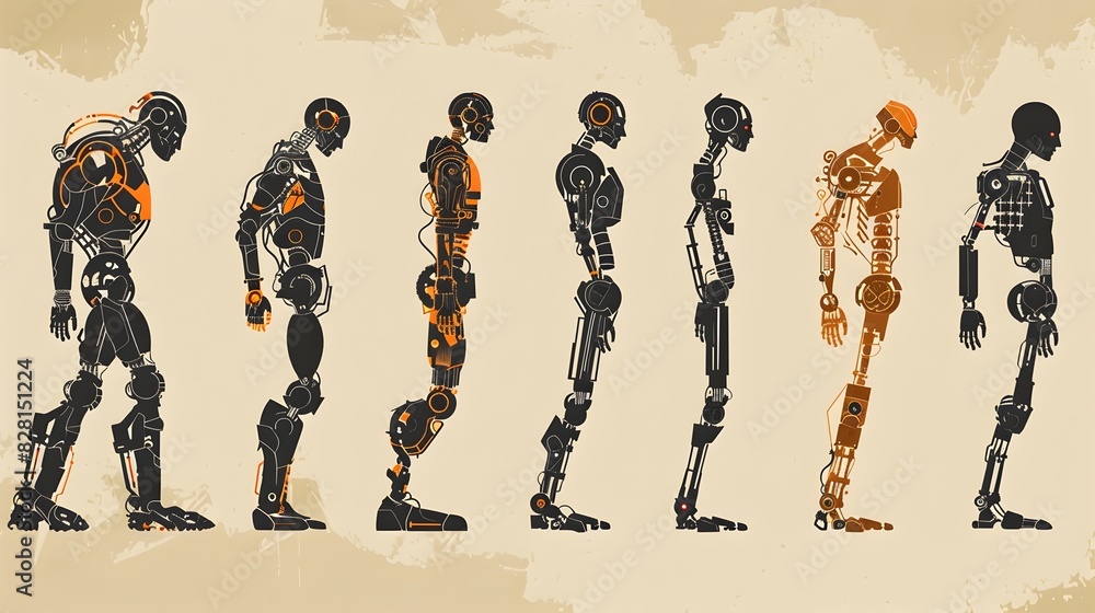 Aufkleber evolution of robots: a snapshot of progress from mechanical beginnings to humanoid advancements