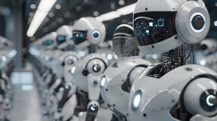Fototapeta premium Robot Assembly Line: A Glimpse into Technological Evolution