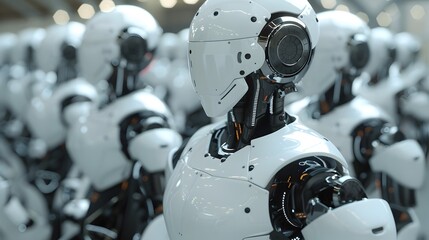 Fototapeta premium Robot Assembly Line: A Glimpse into Technological Evolution