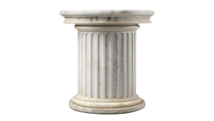 Marble Column Stand – Classic Architecture: A marble column stand inspired by classic architectural elements, isolated on a white background.
