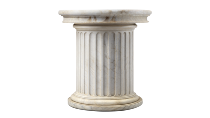 Marble Column Stand – Classic Architecture: A marble column stand inspired by classic architectural elements, isolated on a white background.
